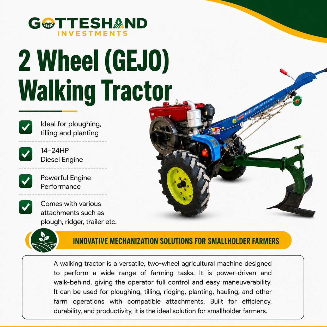 2 Wheel Waking Tractor (gejo)